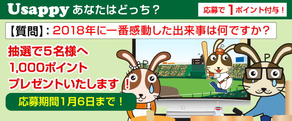 Usappyあなたはどっち？　2018年に一番感動した出来事は何ですか？