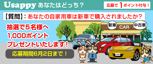 Usappyあなたはどっち？　あなたの自家用車は新車で購入されましたか？