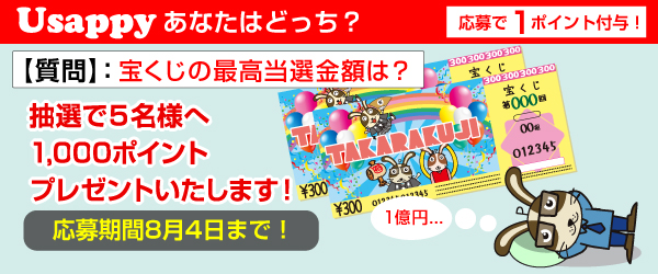 Usappyあなたはどっち？　宝くじの最高当選金額は？