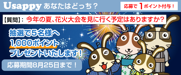 Usappyあなたはどっち？　今年の夏、花火大会を見に行く予定はありますか？