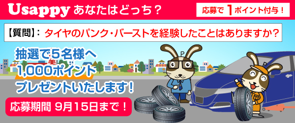 Usappyあなたはどっち？　タイヤのパンク・バーストを経験したことはありますか？