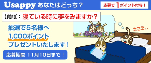 Usappyあなたはどっち？　寝ている時に夢をみますか？