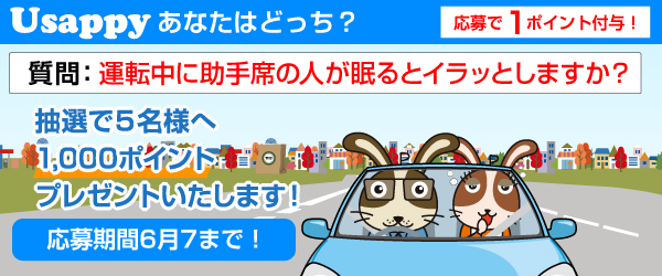 Usappyあなたはどっち？　運転中に助手席の人が眠るとイラッとしますか？