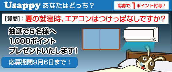 Usappyあなたはどっち？　夏の就寝時、エアコンはつけっぱなしですか？
