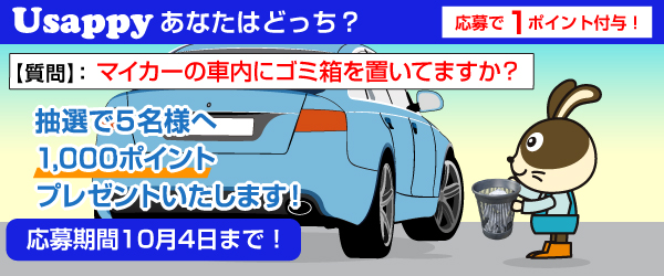 Usappyあなたはどっち？　マイカーの車内にゴミ箱を置いてますか？