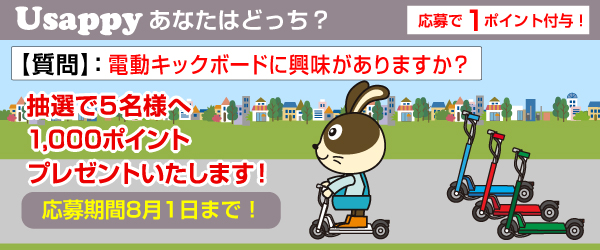 Usappyあなたはどっち？　電動キックボードに興味がありますか？