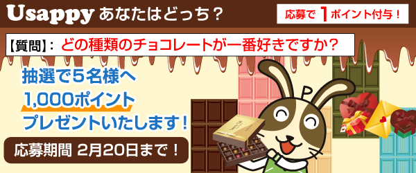 Usappyあなたはどっち？　どの種類のチョコレートが一番好きですか？