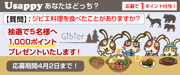 Usappyあなたはどっち？　ジビエ料理を食べたことがありますか？