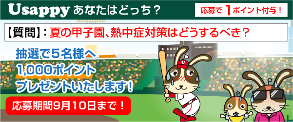 Usappyあなたはどっち？　夏の甲子園、熱中症対策はどうするべき？