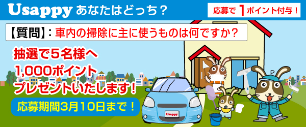 Usappyあなたはどっち？　車内の掃除に主に使うものは何ですか？