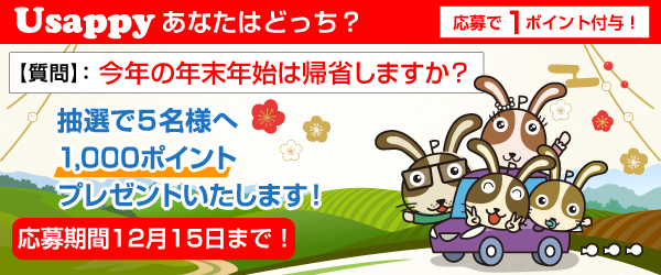 Usappyあなたはどっち？　今年の年末年始は帰省しますか？