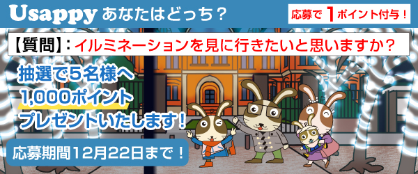 Usappyあなたはどっち？　イルミネーションを見に行きたいと思いますか？