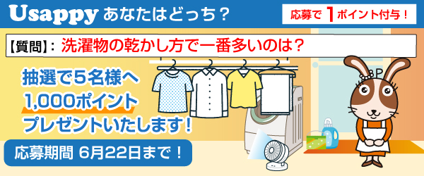 Usappyあなたはどっち？　洗濯物の乾かし方で一番多いのは？