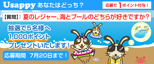 Usappyあなたはどっち？　夏のレジャー、海とプールのどちらが好きですか？