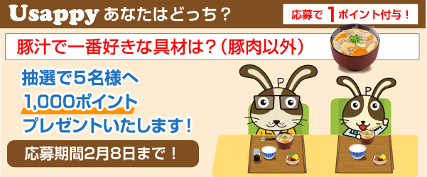 Usappyあなたはどっち？　豚汁で一番好きな具材は？（豚肉以外）